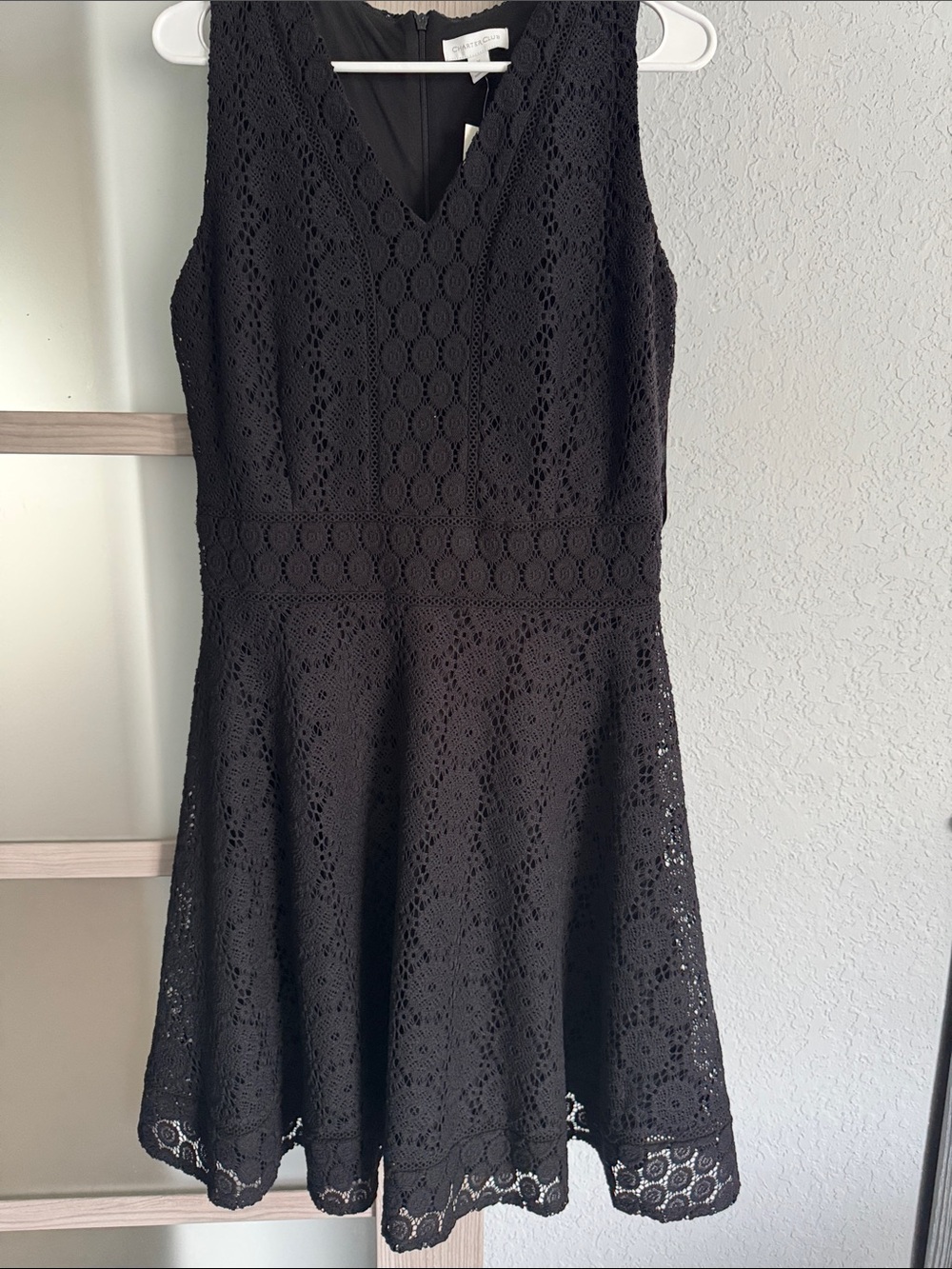 Charter Club Black Sleeveless Lace Fit & Flare Midi Dress